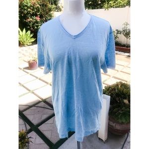 Vince 100% Linen Sheer Light Blue Top